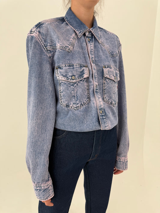 Cămașa tall luxury Diesel din jeans moale de bumbac Pink wash