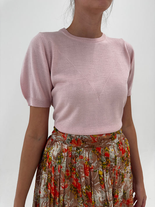 Top italian powder pink din lana merino extrafina