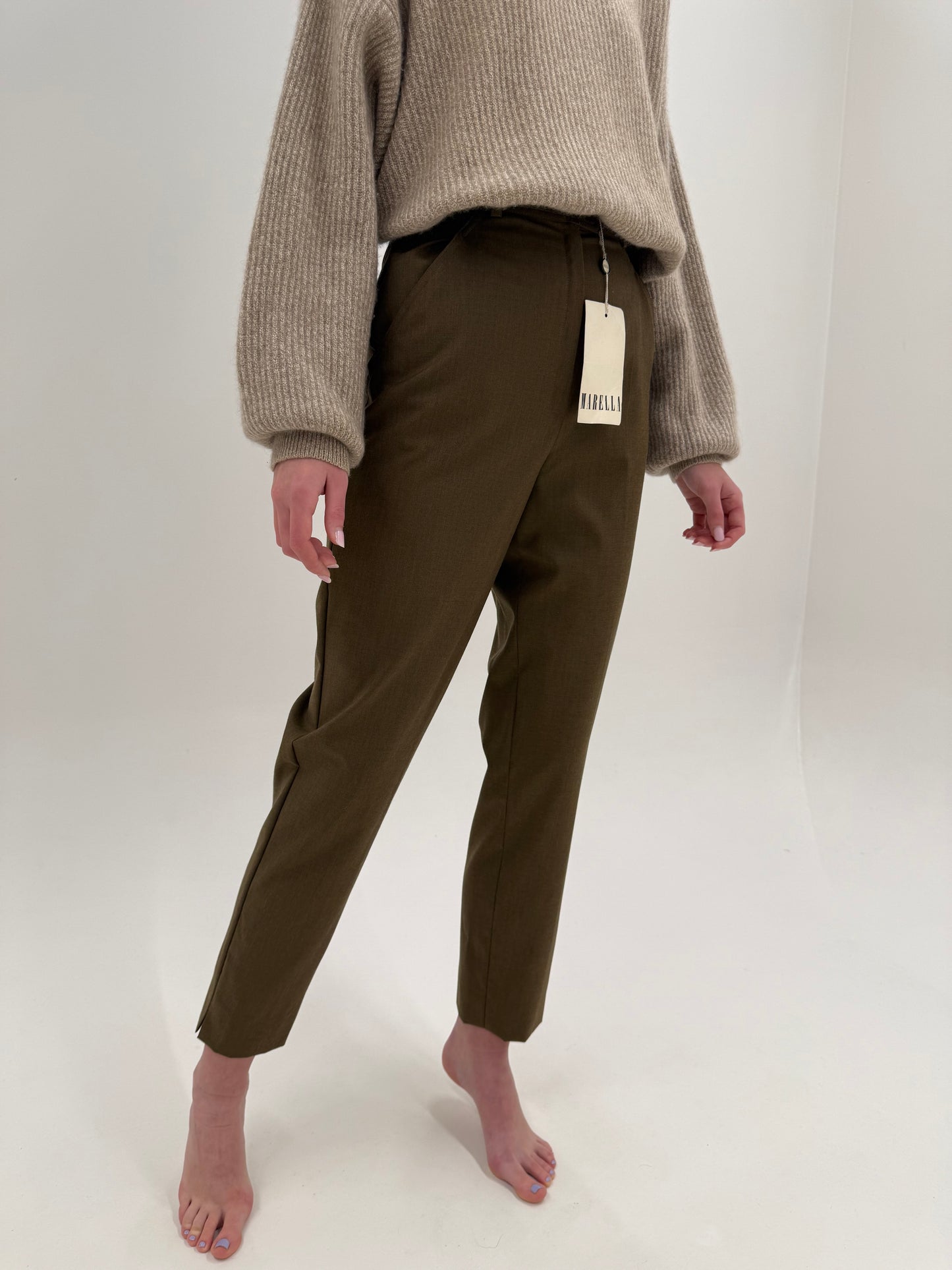 Pantaloni noi Marella by Max Mara tigareta din lana extrafina în culoare superbă