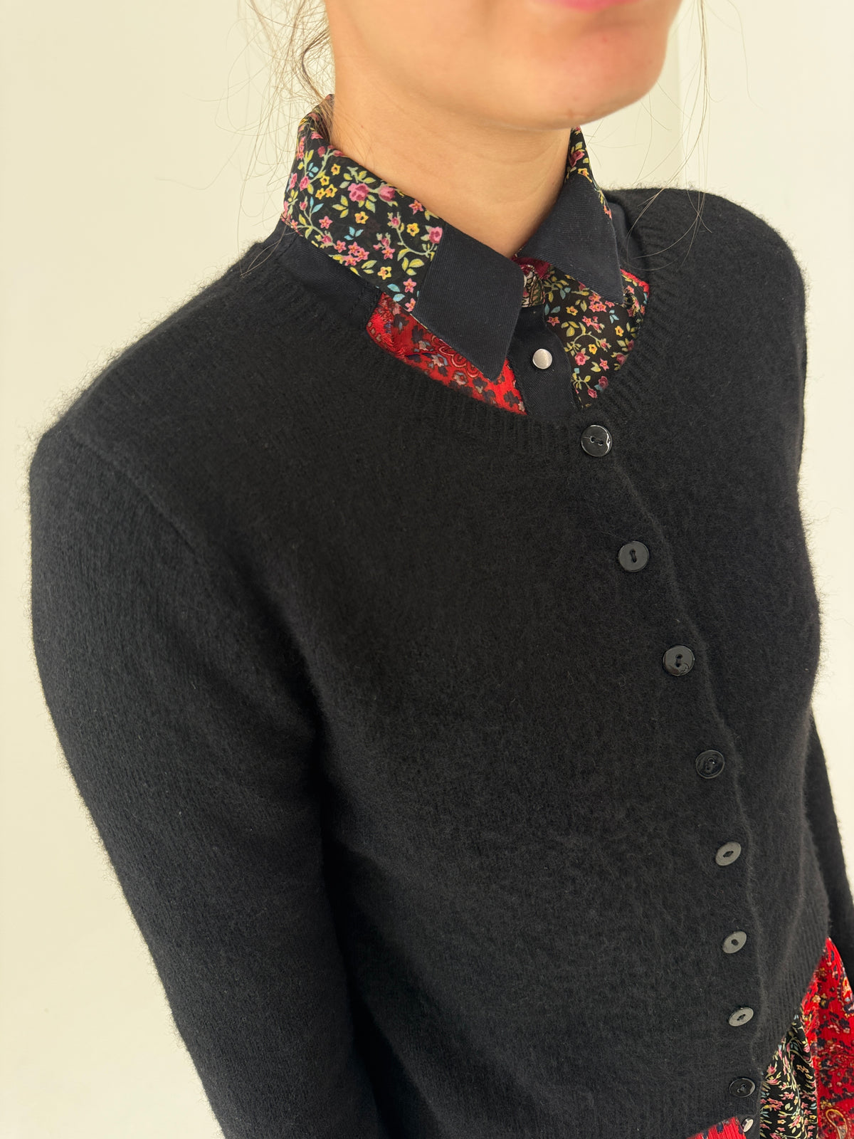 Cardigan de brand premium din cașmir negru