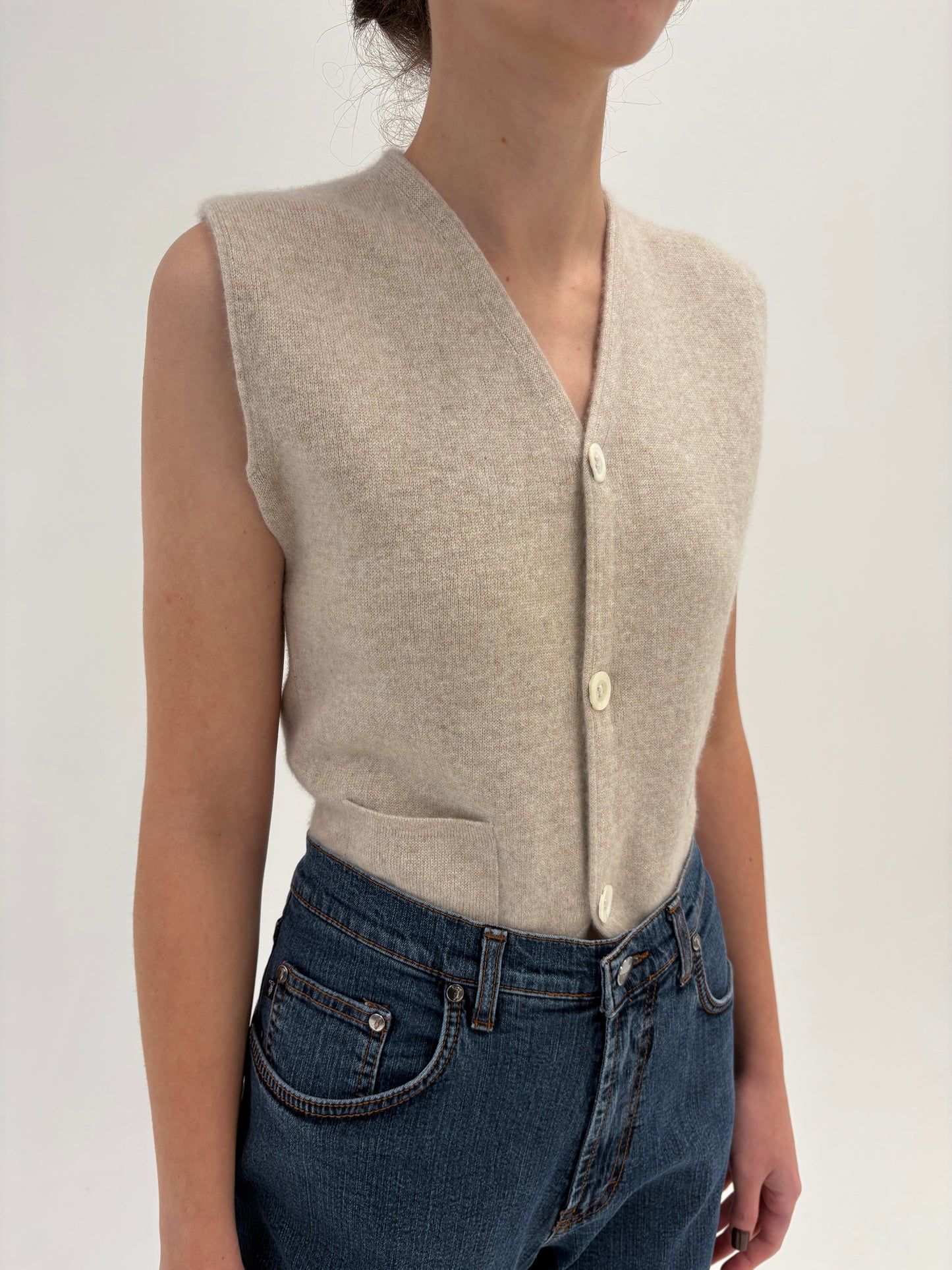Top / vesta nude din cașmir luxury italian multiply