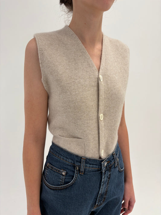 Top / vesta nude din cașmir luxury italian multiply