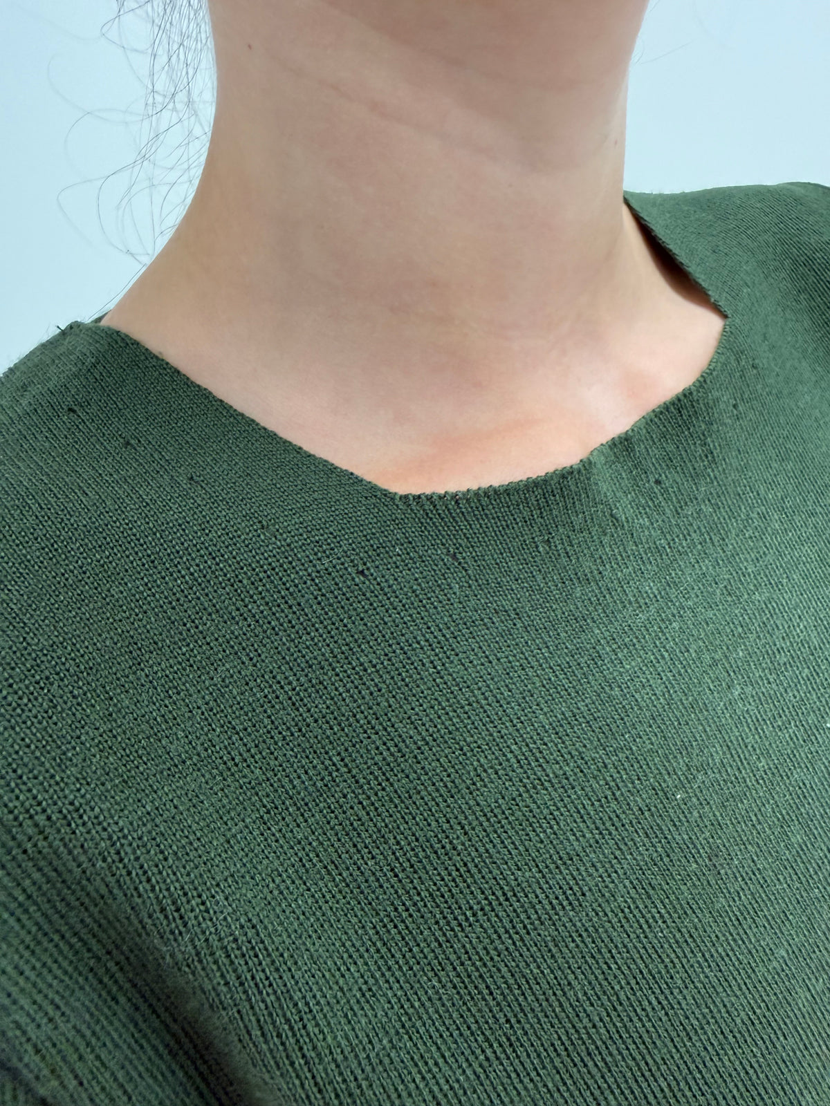 Top italian dark green din lana extrafina densa ribbed