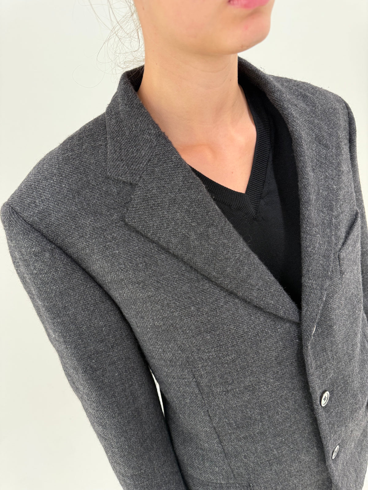 Sacou Loro Piana din tweed de lana merino melanj groasă excepțională