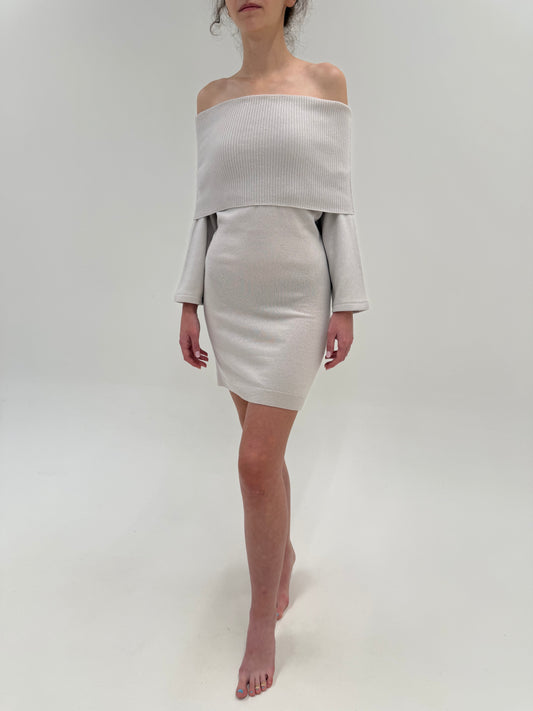 Rochie mini silver gray italiană din lana extrafina de gramaj mare