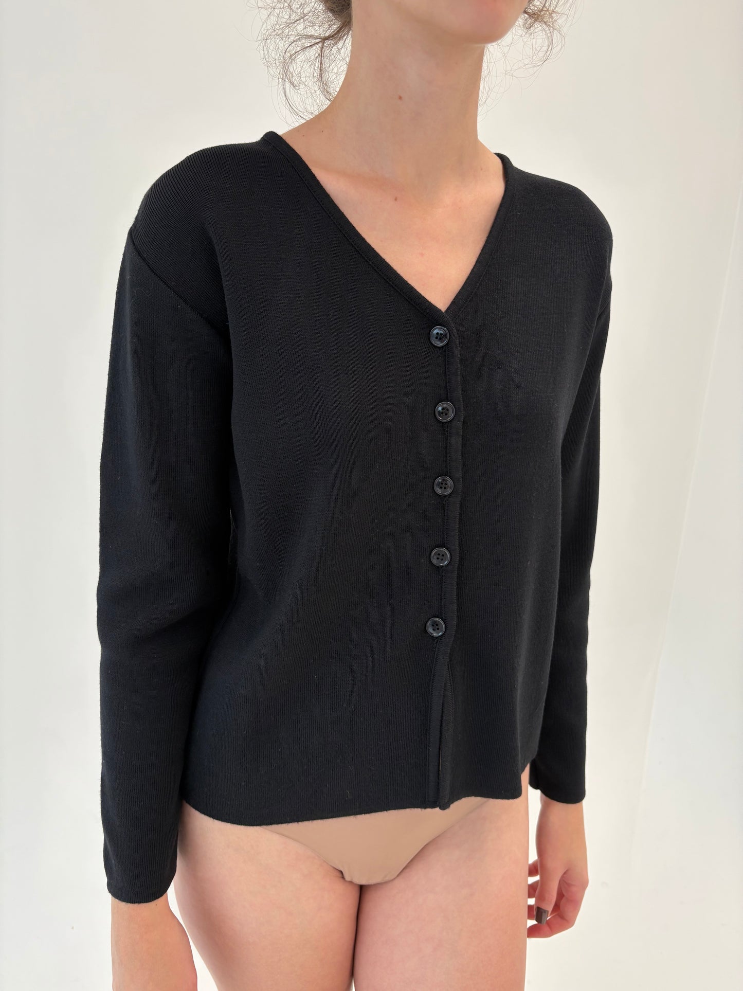 Cardigan negru italian 80% lana merino extrafina