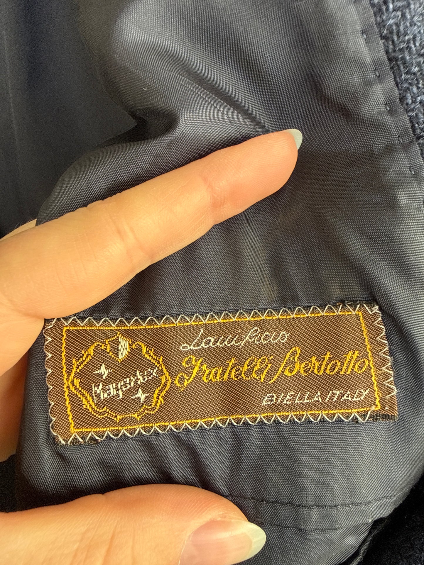 Sacou în croi actual dark jeans blue din tweed italian de lana excepțional