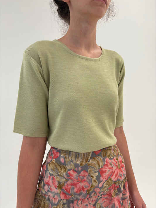 Top seaweed green din lana merino extrafina de gramaj mare