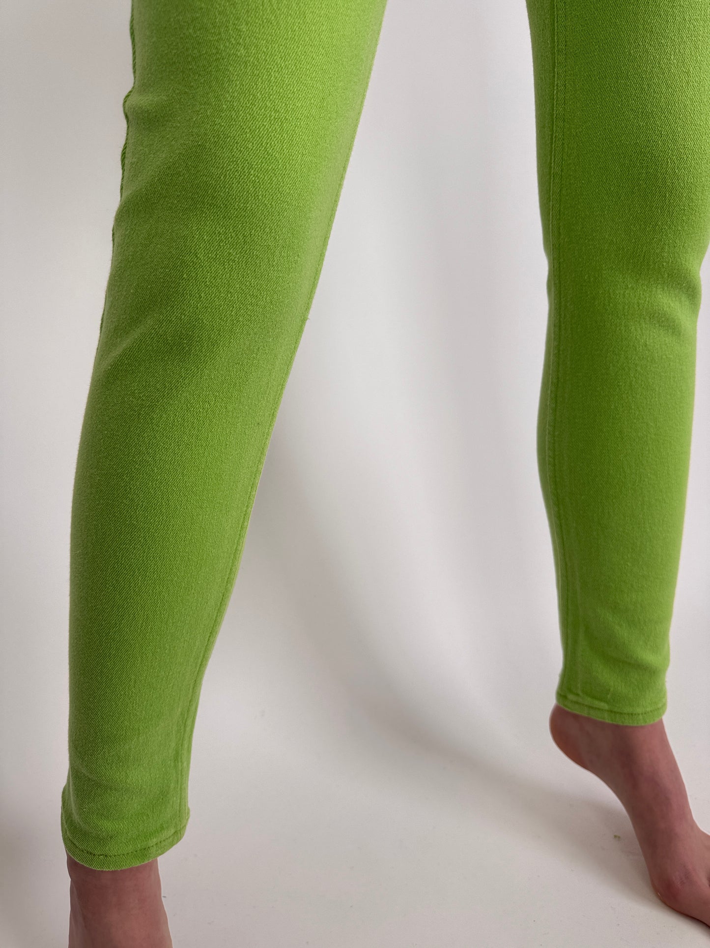 Jeanși vintage premium modelatori verde crud cu talie ultra înaltă