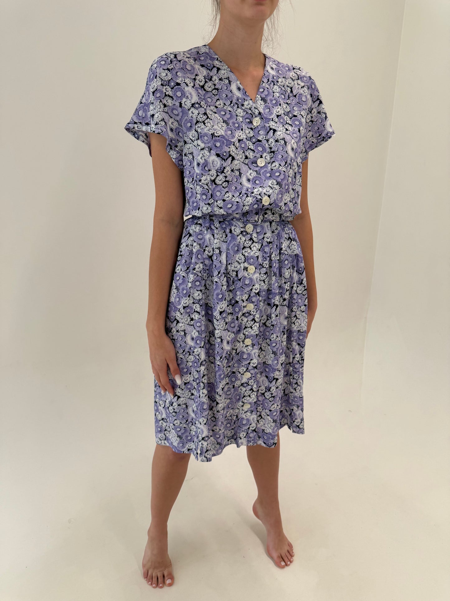 Set vintage cu print floral lavandă ultra confort
