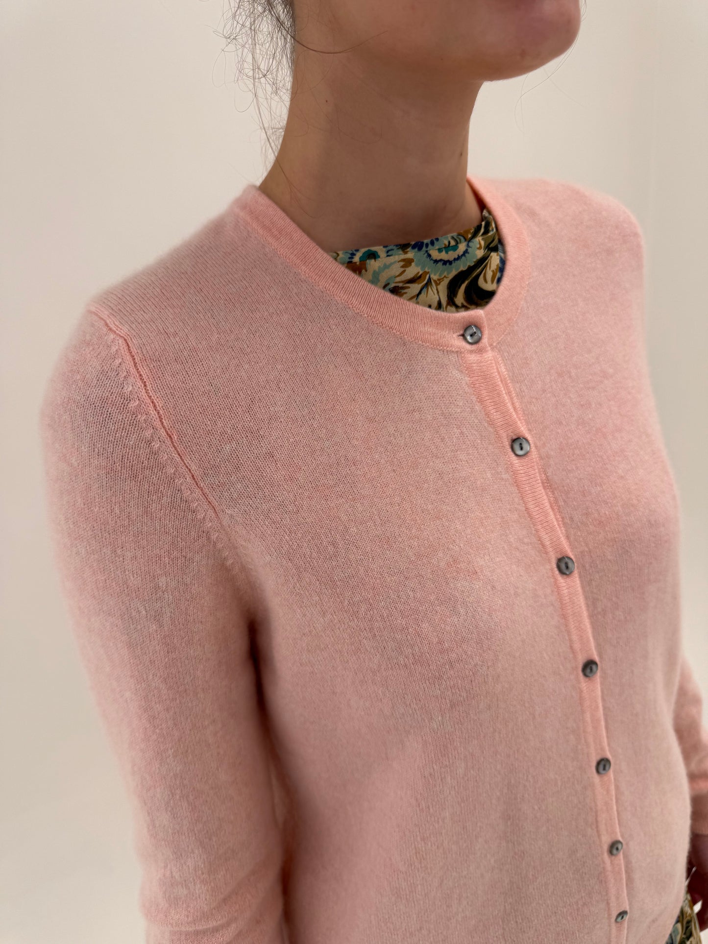 Cardigan powder pink din cașmir