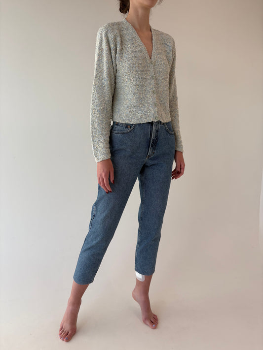 Jeans vintage premium mom fit cu talie înaltă