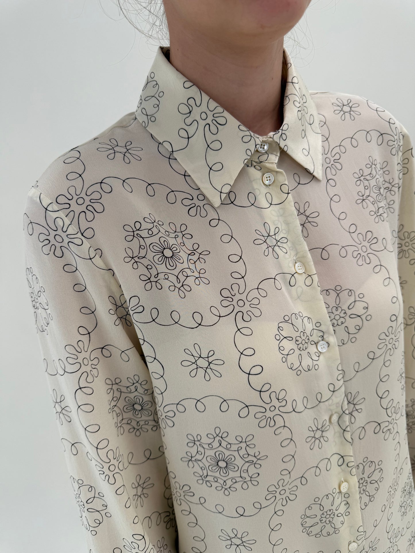 Cămașa light nude nouă din mătase naturală Marella by Max Mara