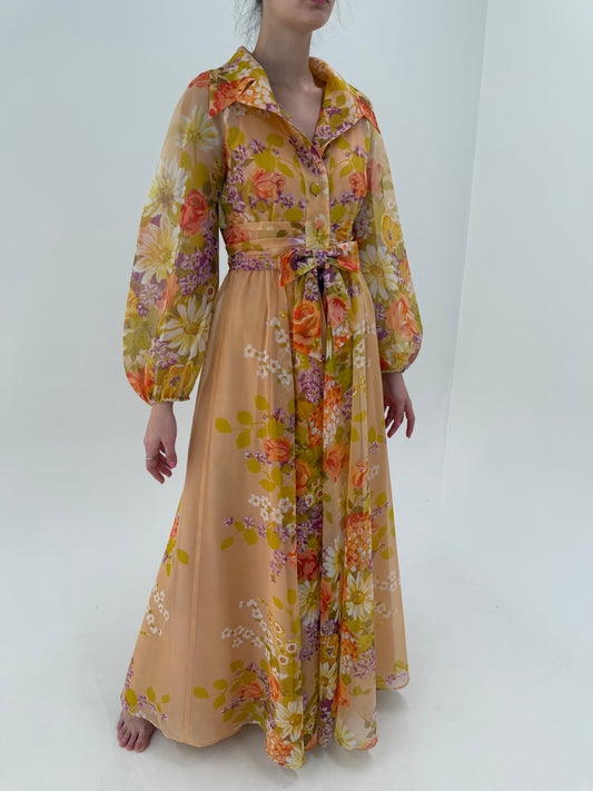 Rochie vintage maxi în stil Zimmerman cu talie reglabilă și culori superbe