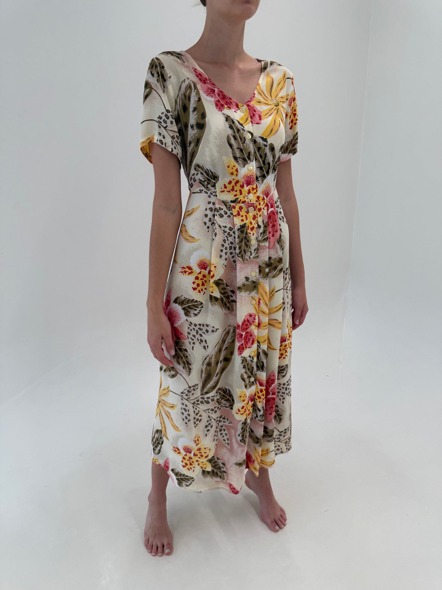 Rochie vintage maxi super vaporoasă cambrata cu talie reglabilă la spate