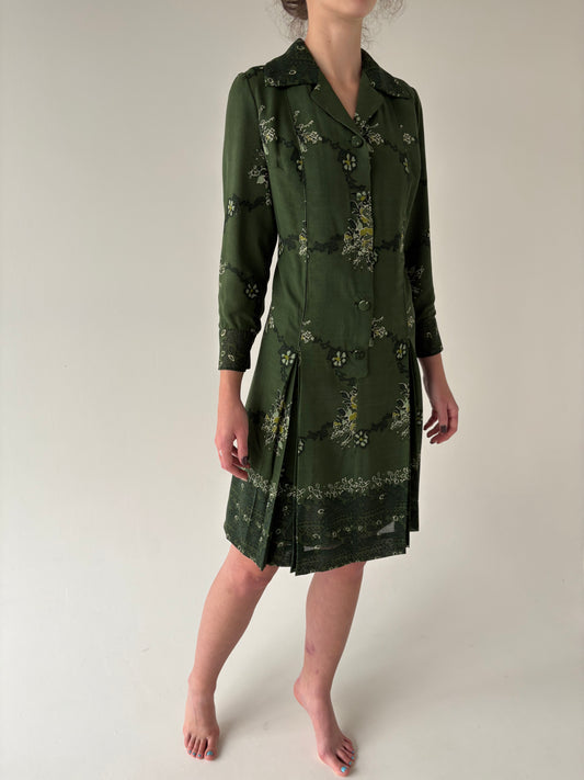 Rochie vintage petite forest green din lana extrafina