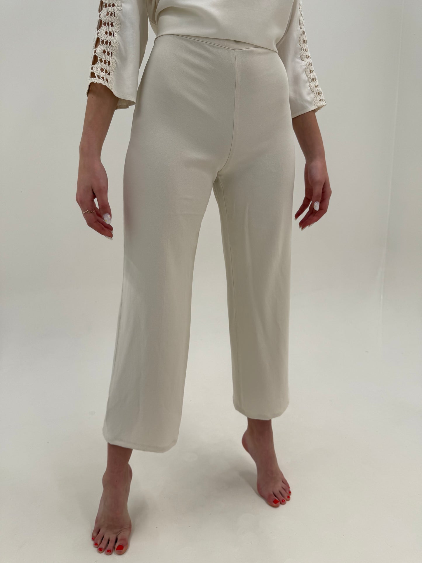 Pantaloni Marella by Max Mara petite off white in croi drept
