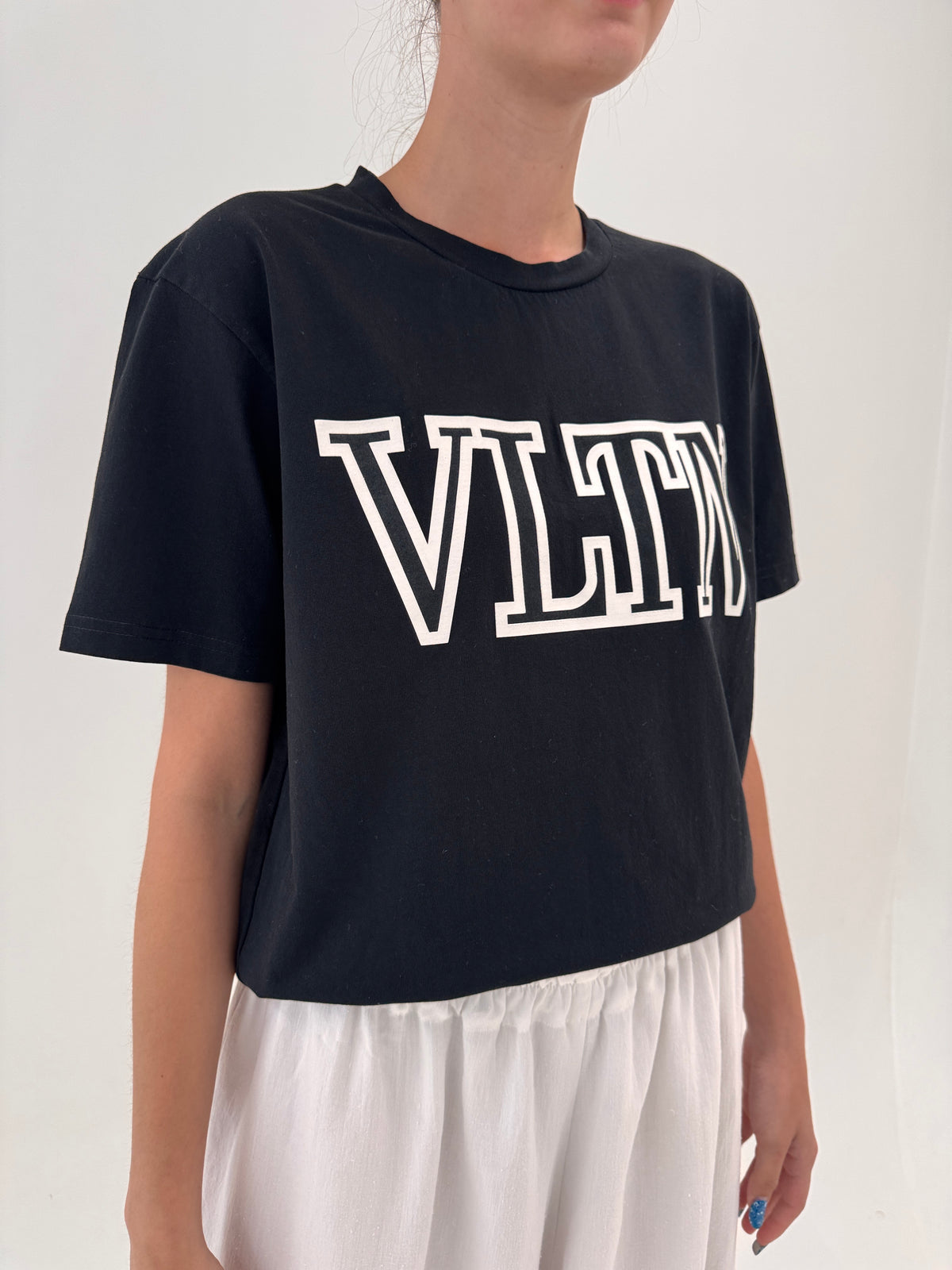 Tricou Valentino negru din bumbac excepțional