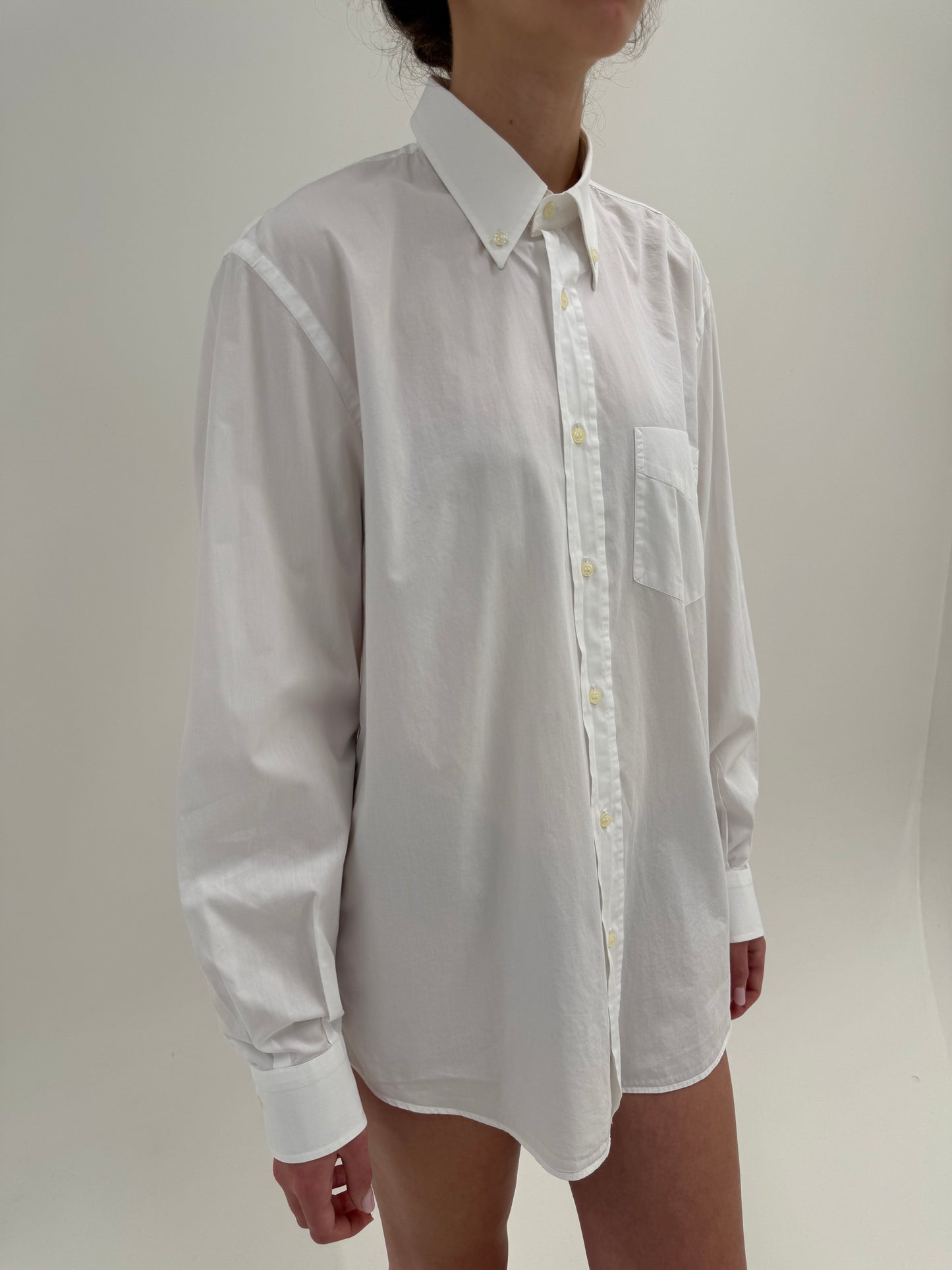 Cămașa albă vintage italiană high end din poplin excepțional de bumbac