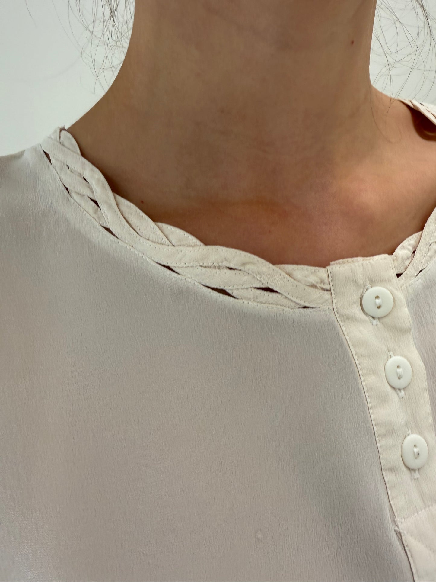Top minimalist din mătase naturală butter white