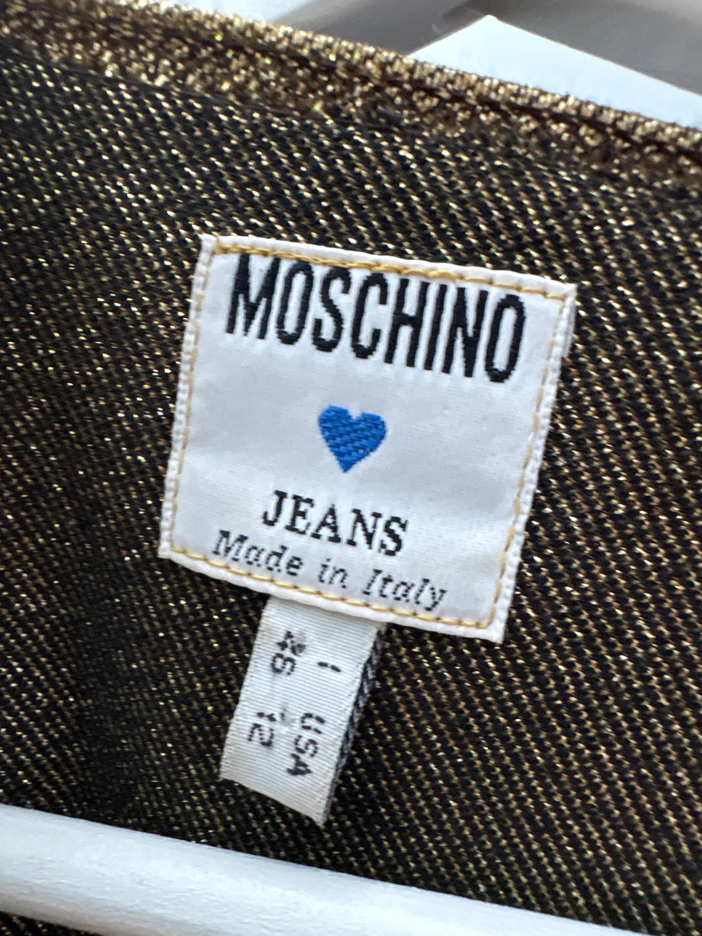 Top vintage Moschino cu franjuri și lurex auriu modelator