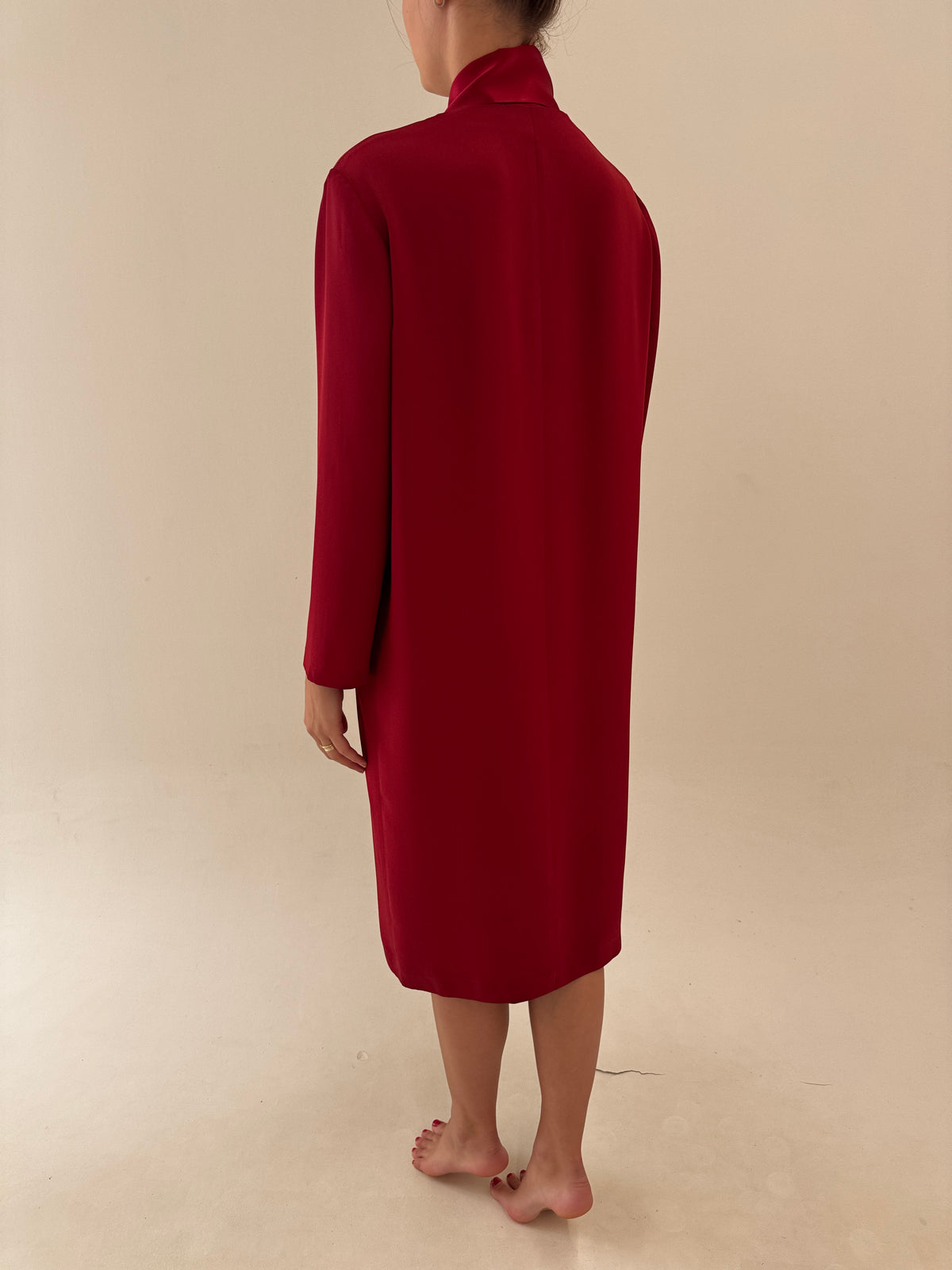 Rochie Luisa Spagnoli burgundy de la zi la cocktail din crep excepțional