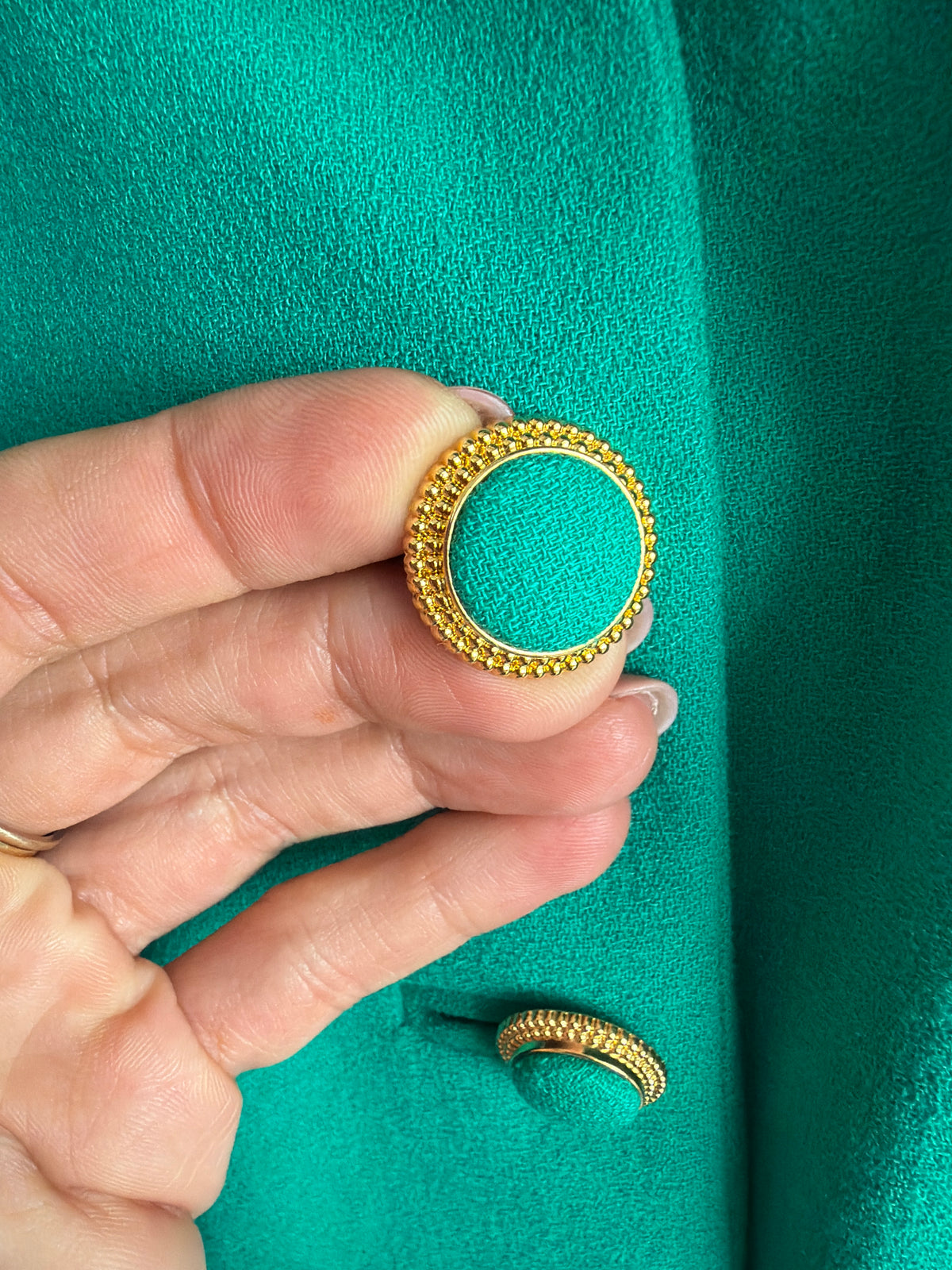 Sacou vintage emerald green excepțional din lana extrafina twill