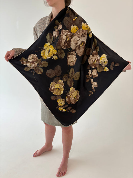 Eșarfă din mătase naturală plină cu print floral superb