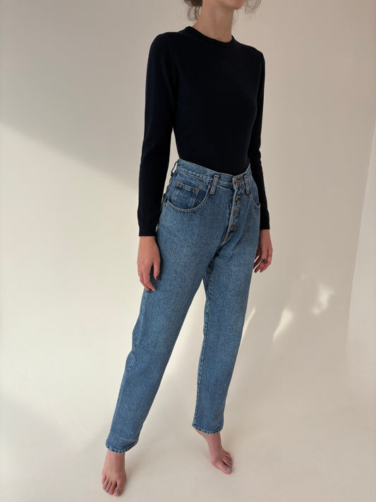 Jeans premium vintage cu talie ultra înaltă mom fit tall classic wash