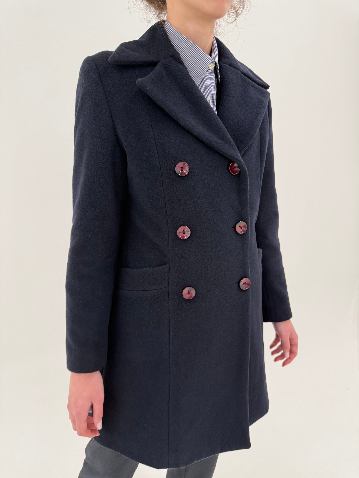 Palton cu închidere dublă și revere late din stofă plină cu extrafina