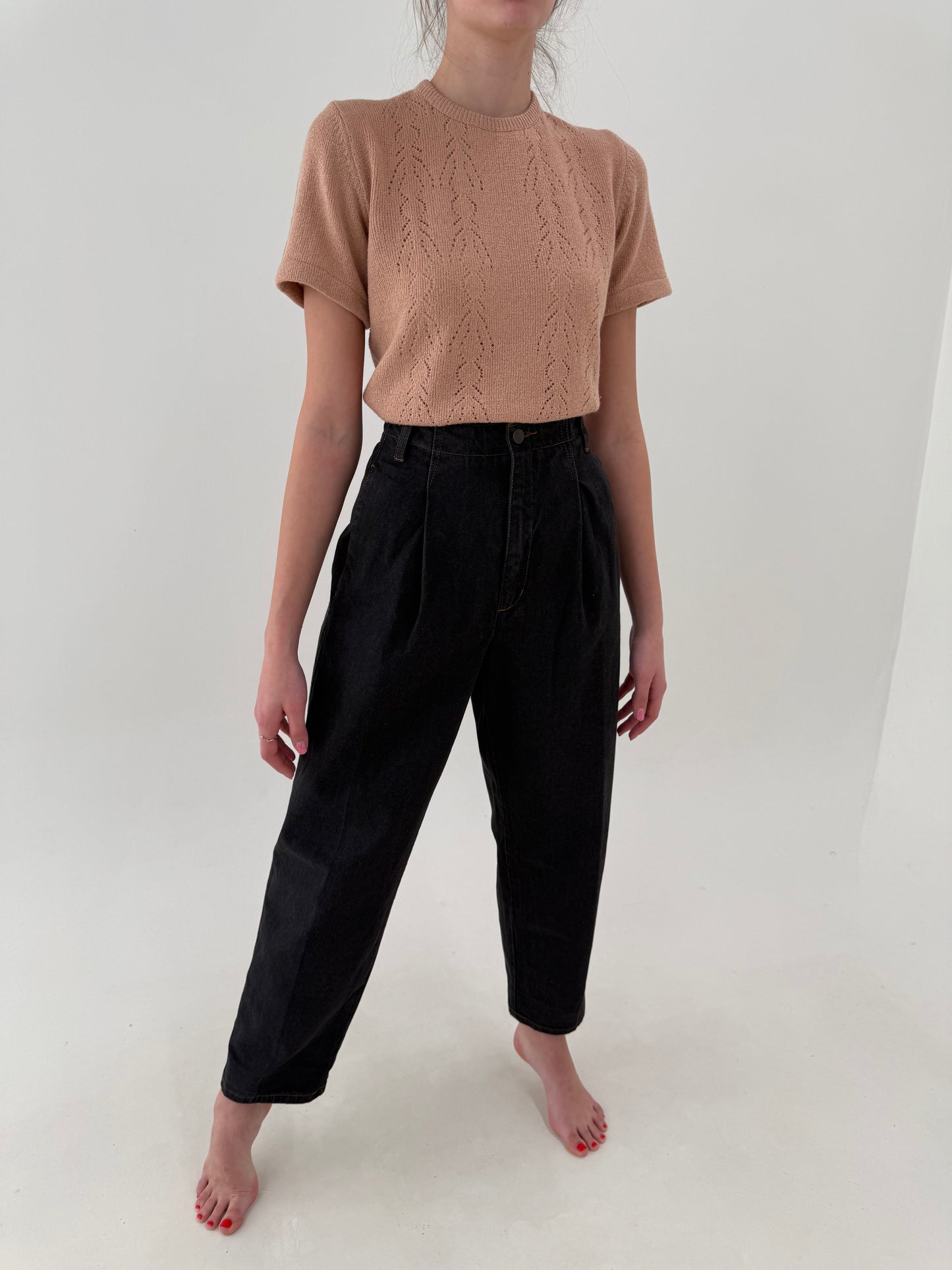 Jeans vintage în croi ultra ultra chic super revenit în trend barrel cu pense