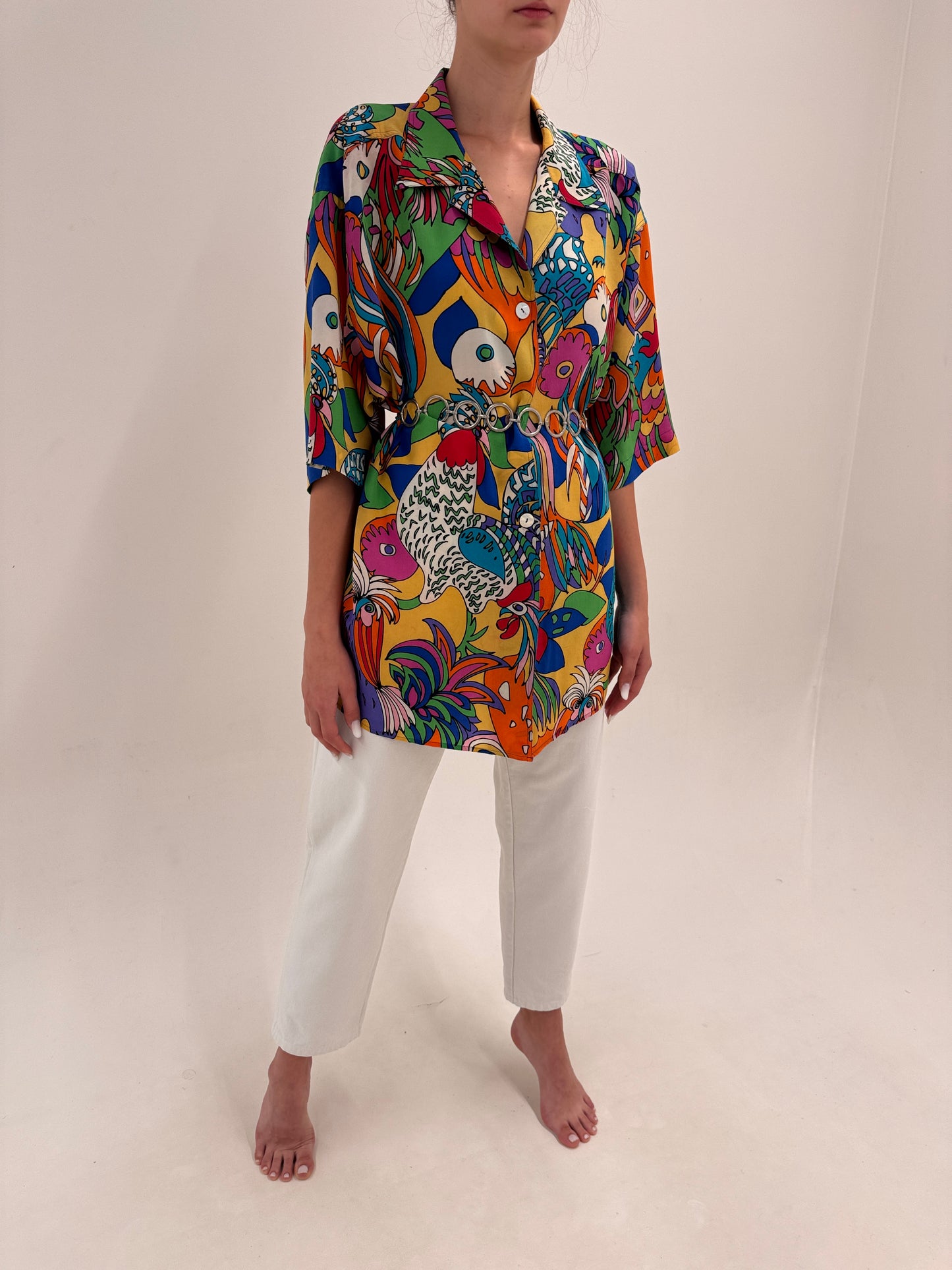 Pantaloni mom fit luxury Trussardi din bumbac ușor structurat