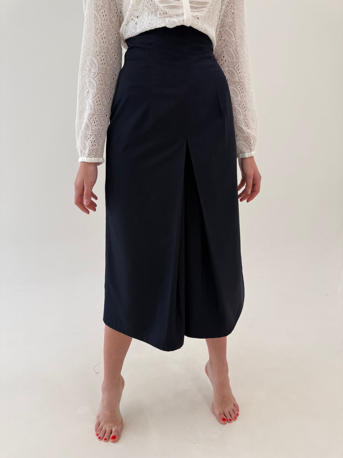 Fustă pantaloni din twill de bumbac cu talie ultra ultra înaltă