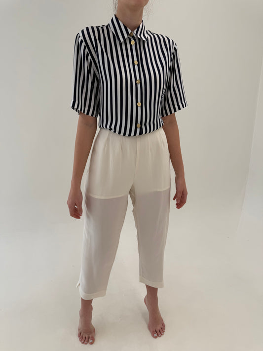 Pantaloni din mătase naturală cu căptușeală din mătase naturală butter white