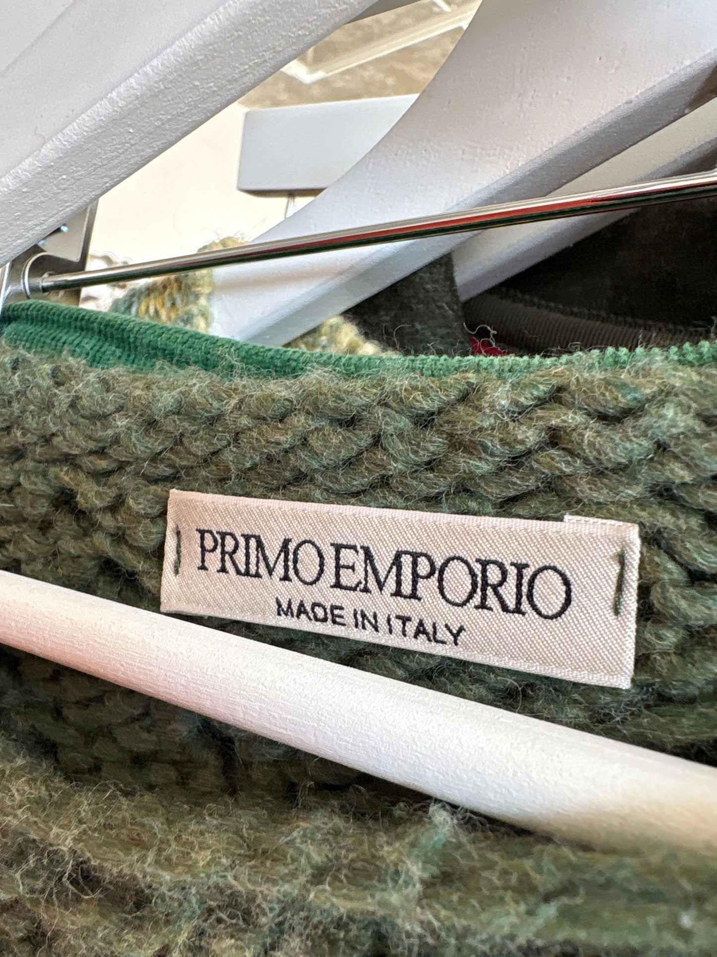 Pulover high end Italian forest green texturat din lana extrafina de gramaj mare