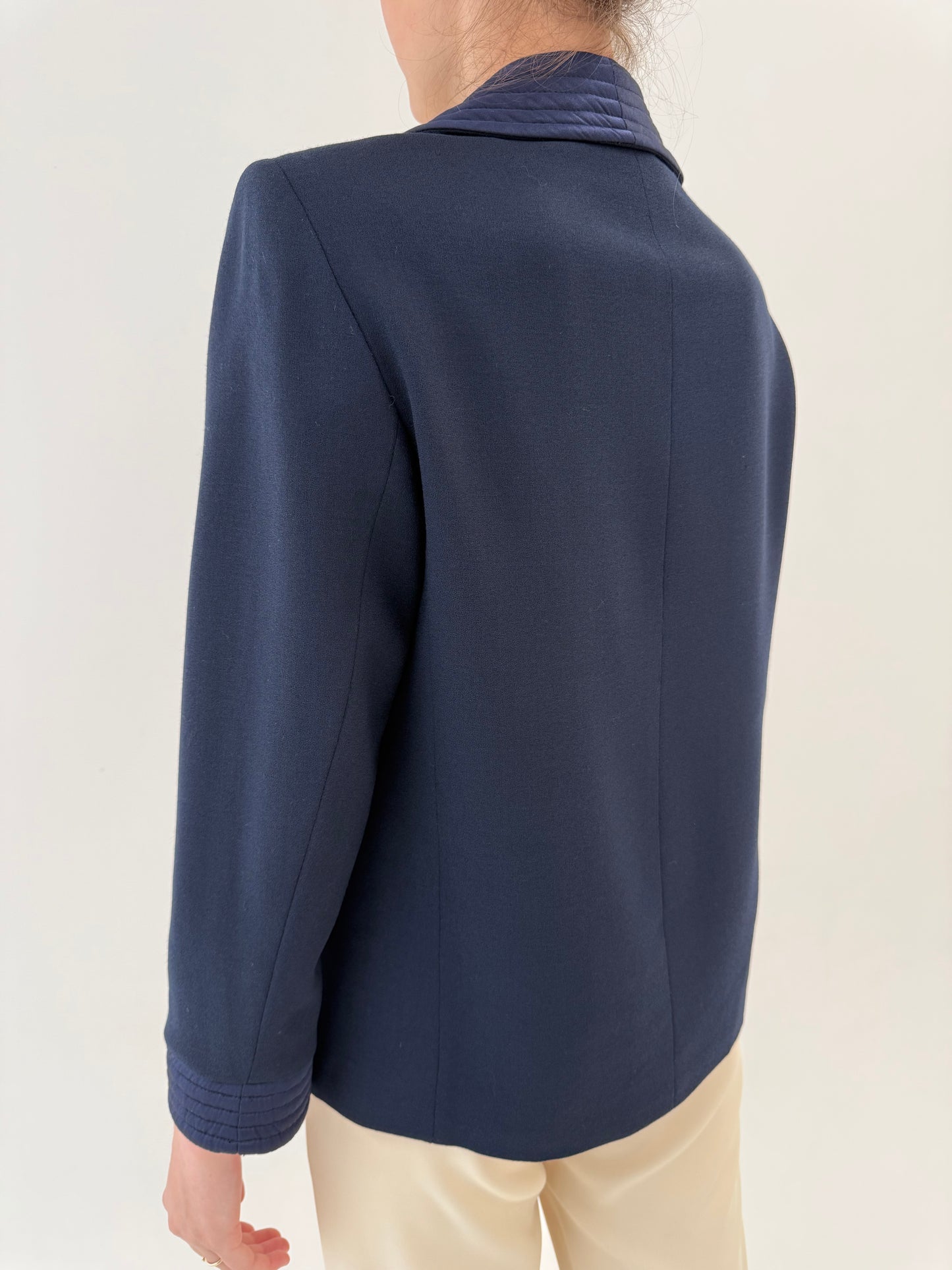 Sacou vintage Valentino diffusion line 80s–90s cu revere satinate in croi elaborat