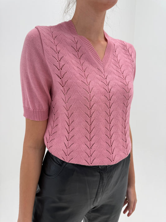Top vintage dusty pink din mix de lana extrafina în anchior