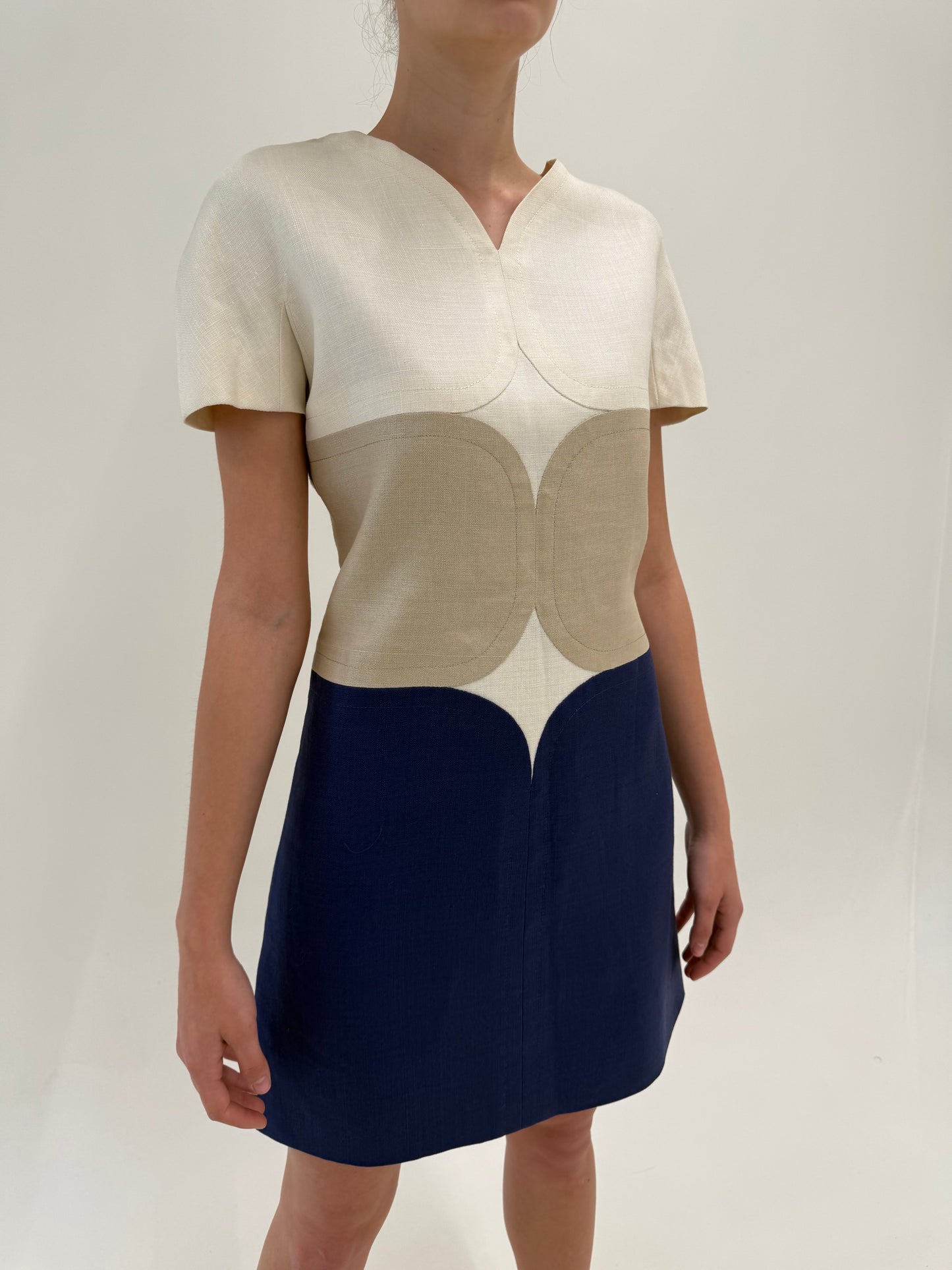 Rochie Old vintage anii 60 de colecție nouă cu eticheta din pânză structurată extrafina de in
