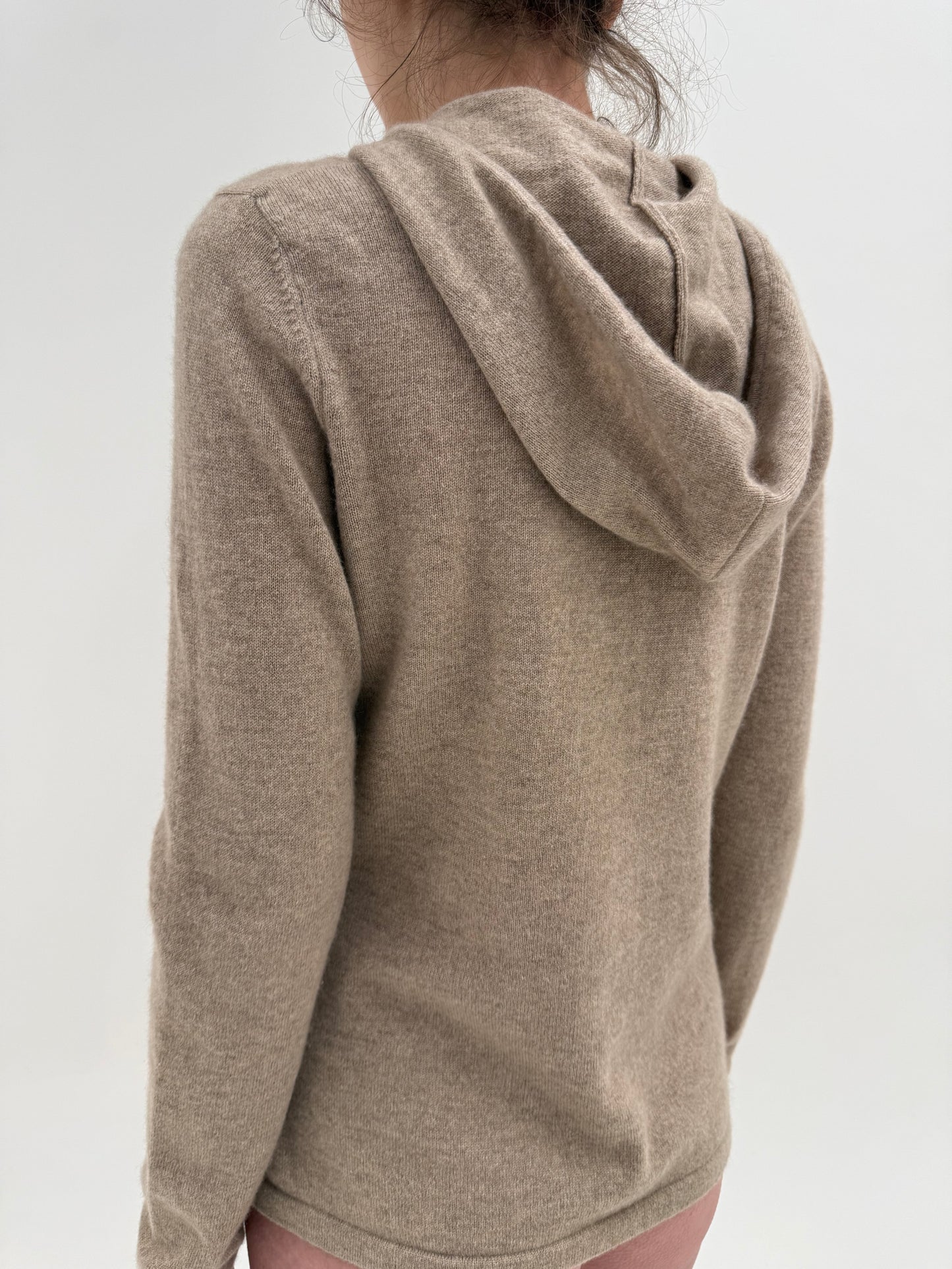 Set camel din cașmir multiply cu pantaloni palazzo și hanorac