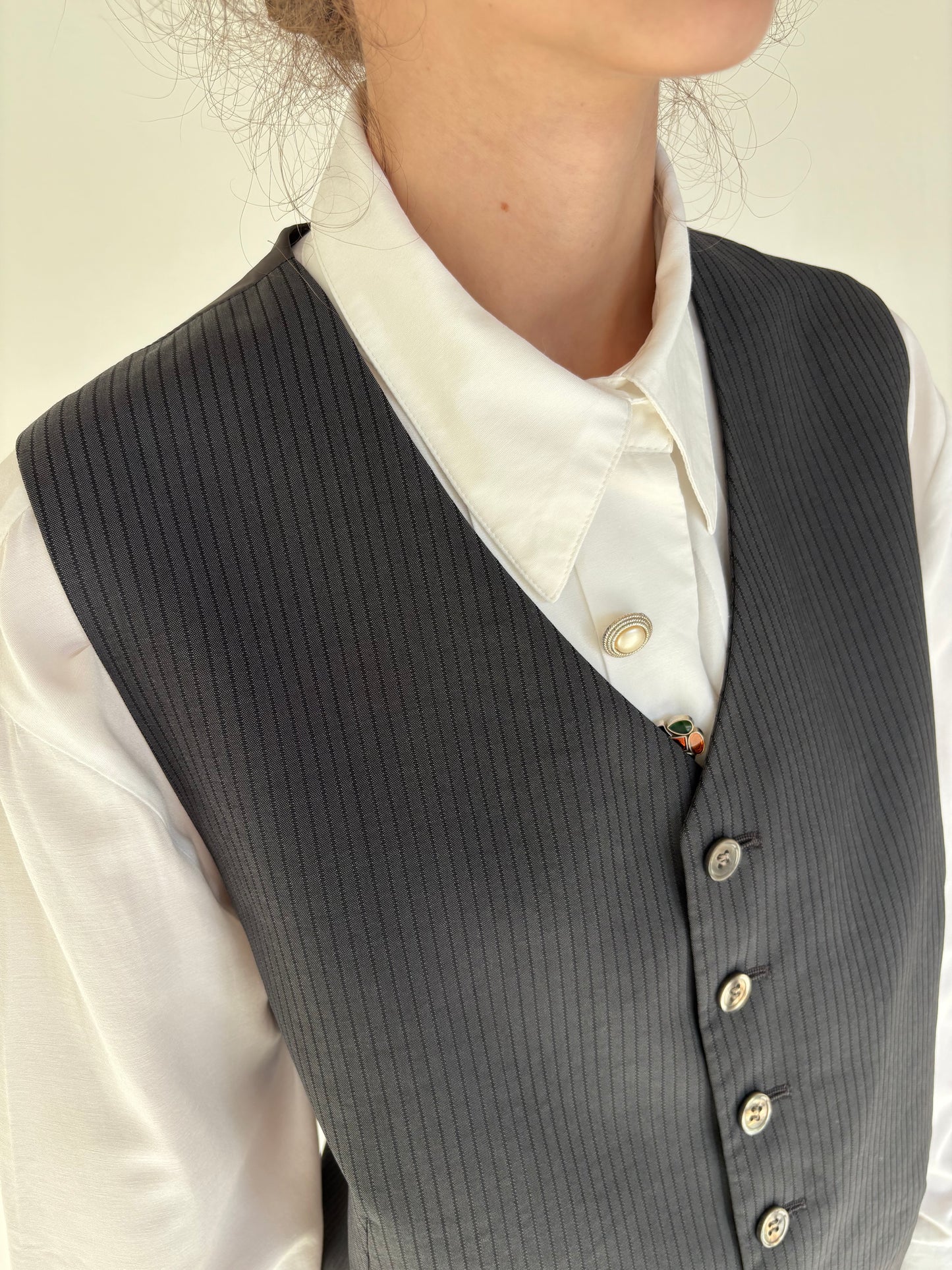 Set sacou și vestă din lana extrafina ușor structurată