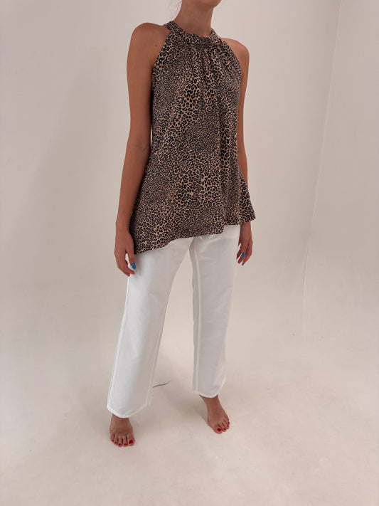 Pantaloni luxury tall Trussardi din canvas de bumbac în croi clasic atemporal