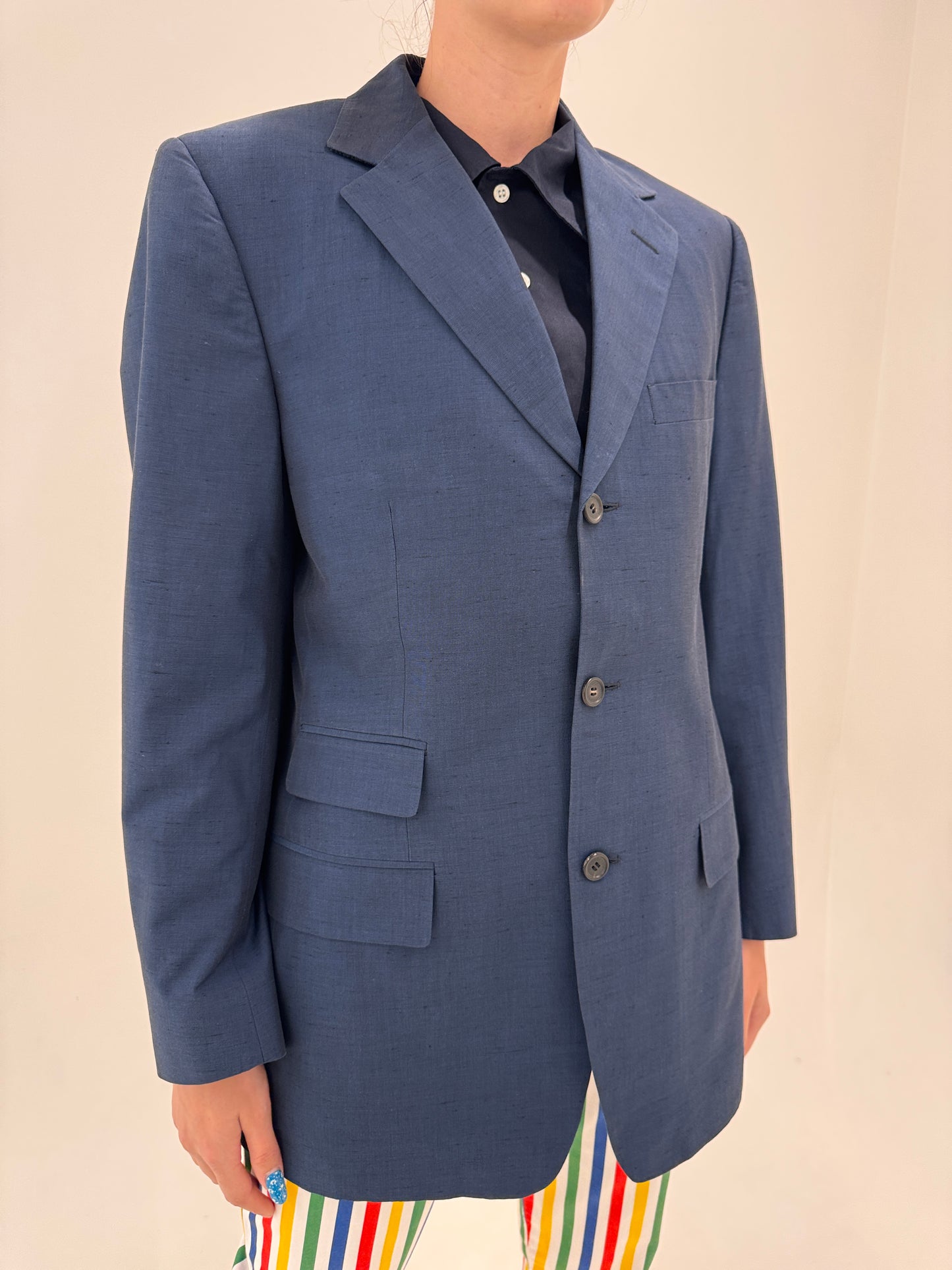 Sacou Gucci Navy din mătase naturală și bumbac tall incl croi actual