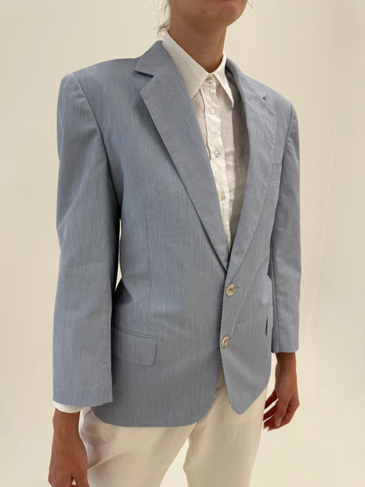 Sacou Burberry de vară baby blue petite în croi actual