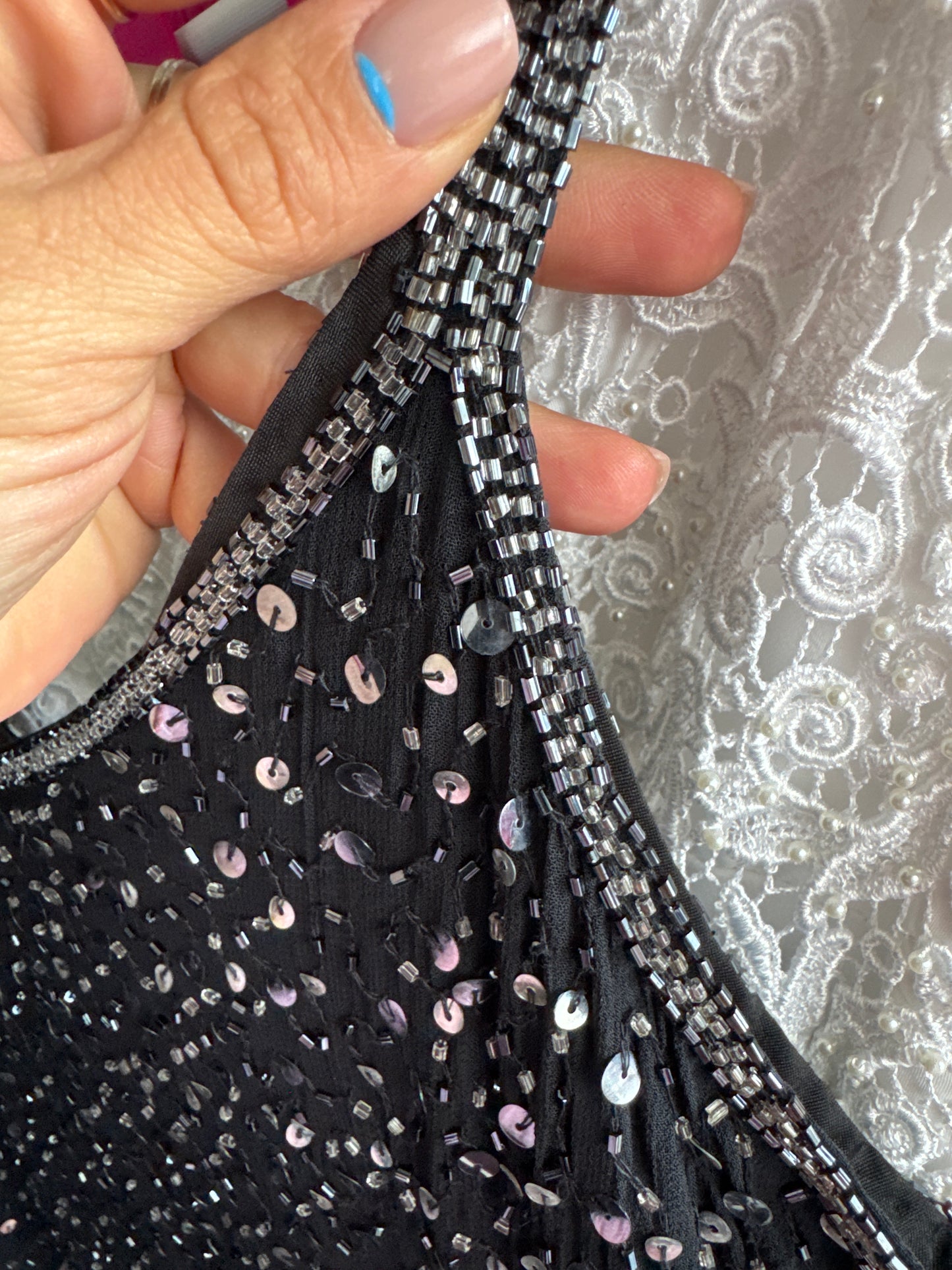 LBD vintage maxi bijterie integral cu aplicații manuale pe bază de mătase naturală