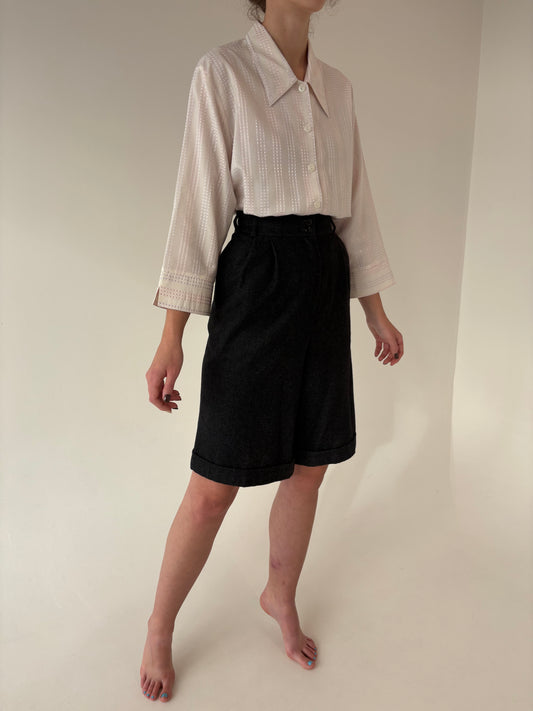 Culottes cu talie ultra înaltă și pense din stofă plină de lana extrafina