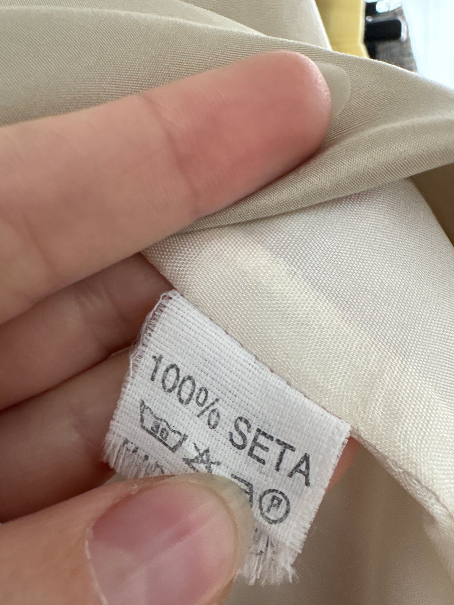 Fustă petrecută sand nude din mătase naturală cu talie ultra înaltă