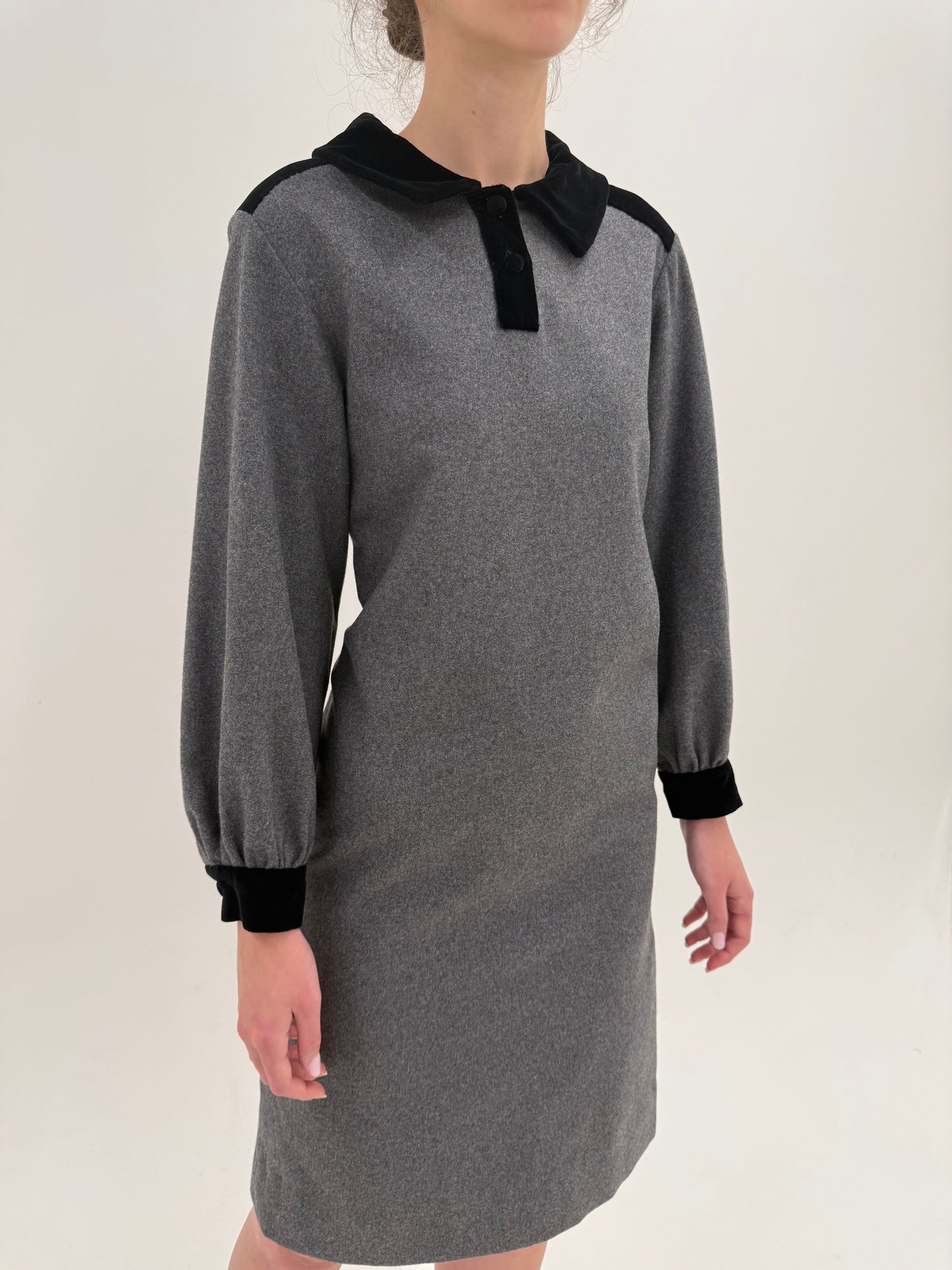 Rochie Old vintage late 70s din flanel de lana extrafina