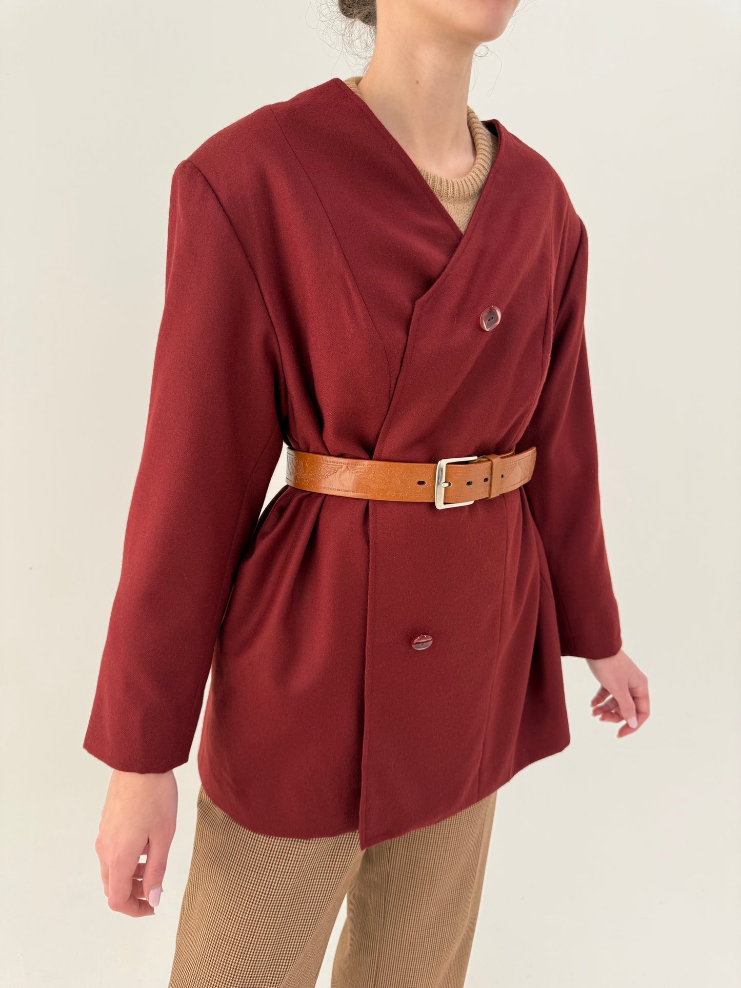 Sacou petite Marsala red din lana extrafina moale