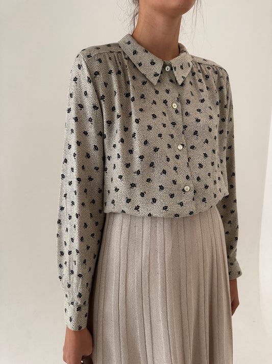 Cămașa vintage Stefanel warm gray groasă în croi amplu