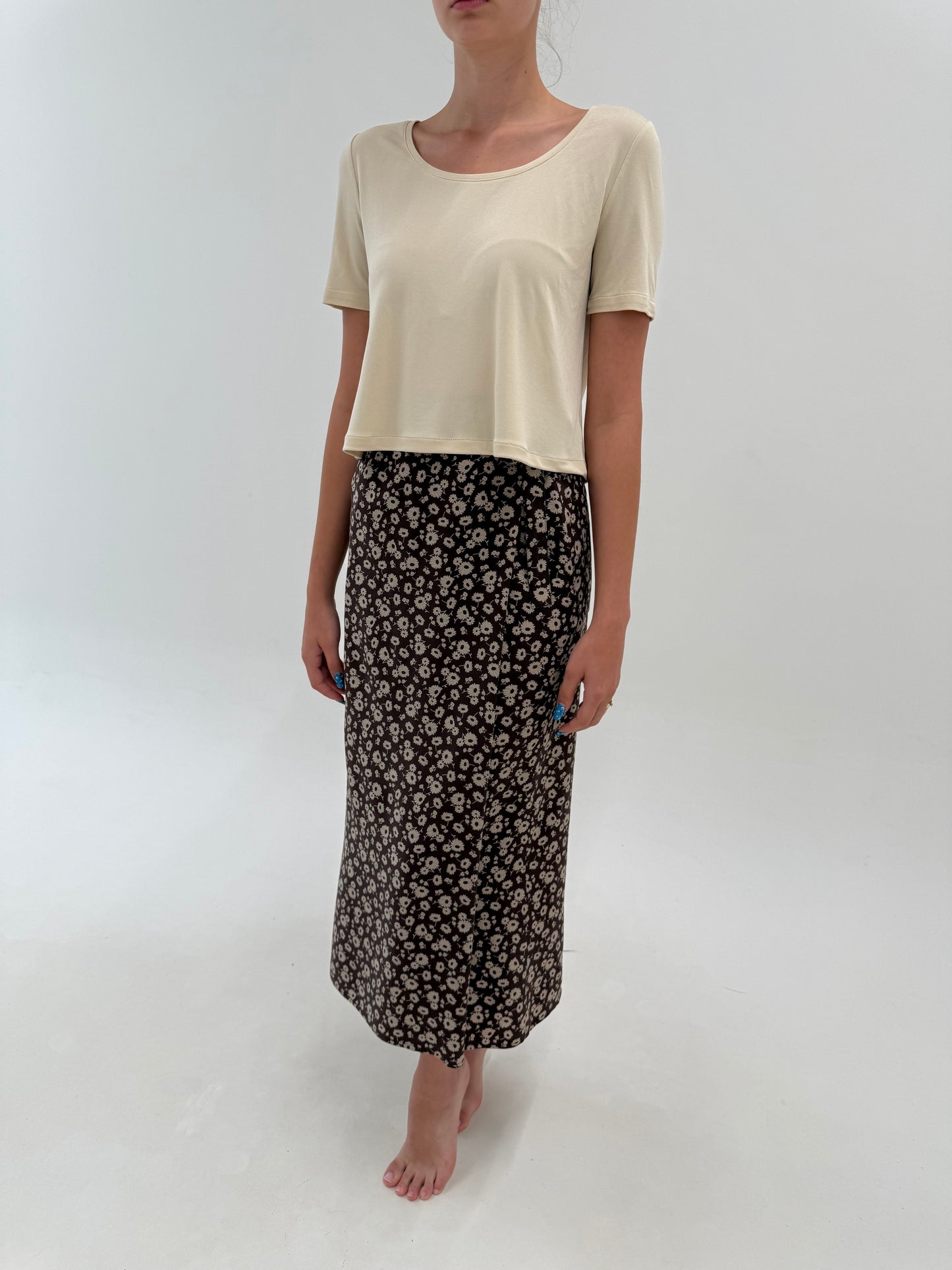 Fustă Max Mara maxi petrecuta din mătase naturală chocolate brown